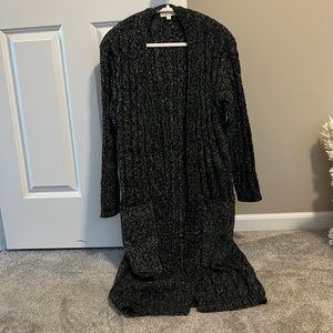 Long Gray Black Duster Cardigan S/M